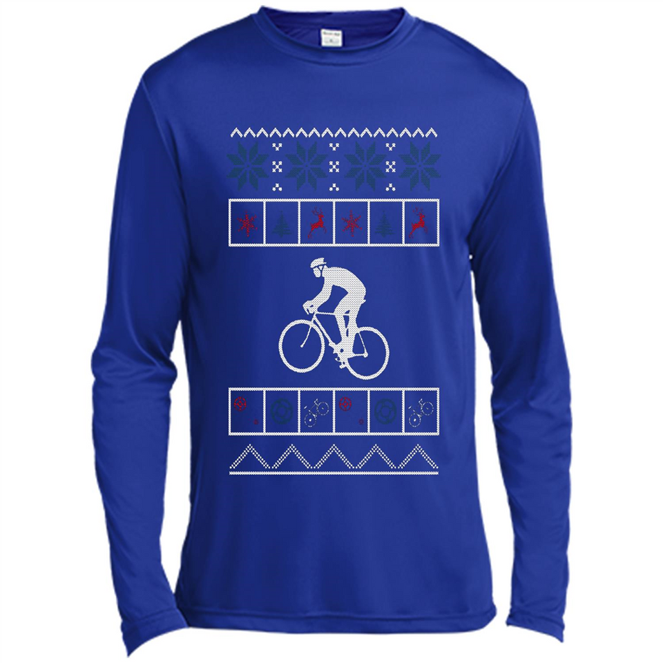 Christmas Ugly Sweater Cycling - Ugly Christmas Sweater - Canvas Long Sleeve T-Shirt