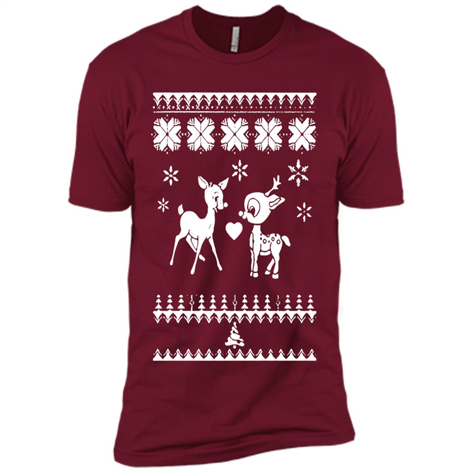 Rudolph and Clarice Ugly Christmas Sweater - Premium Short Sleeve T-Shirt