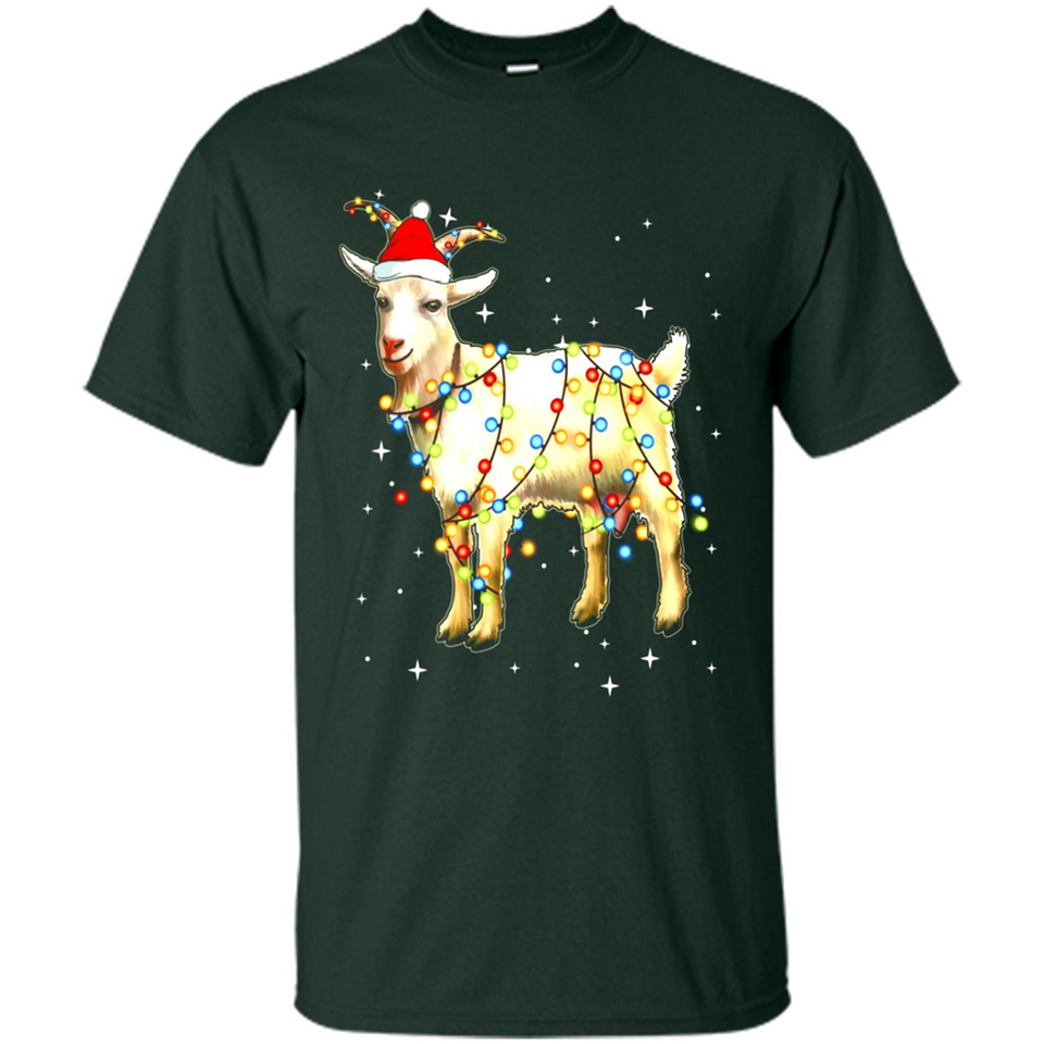 Christmas Lights Goat Wearing Santa Hat Funny Xmas - Shirt