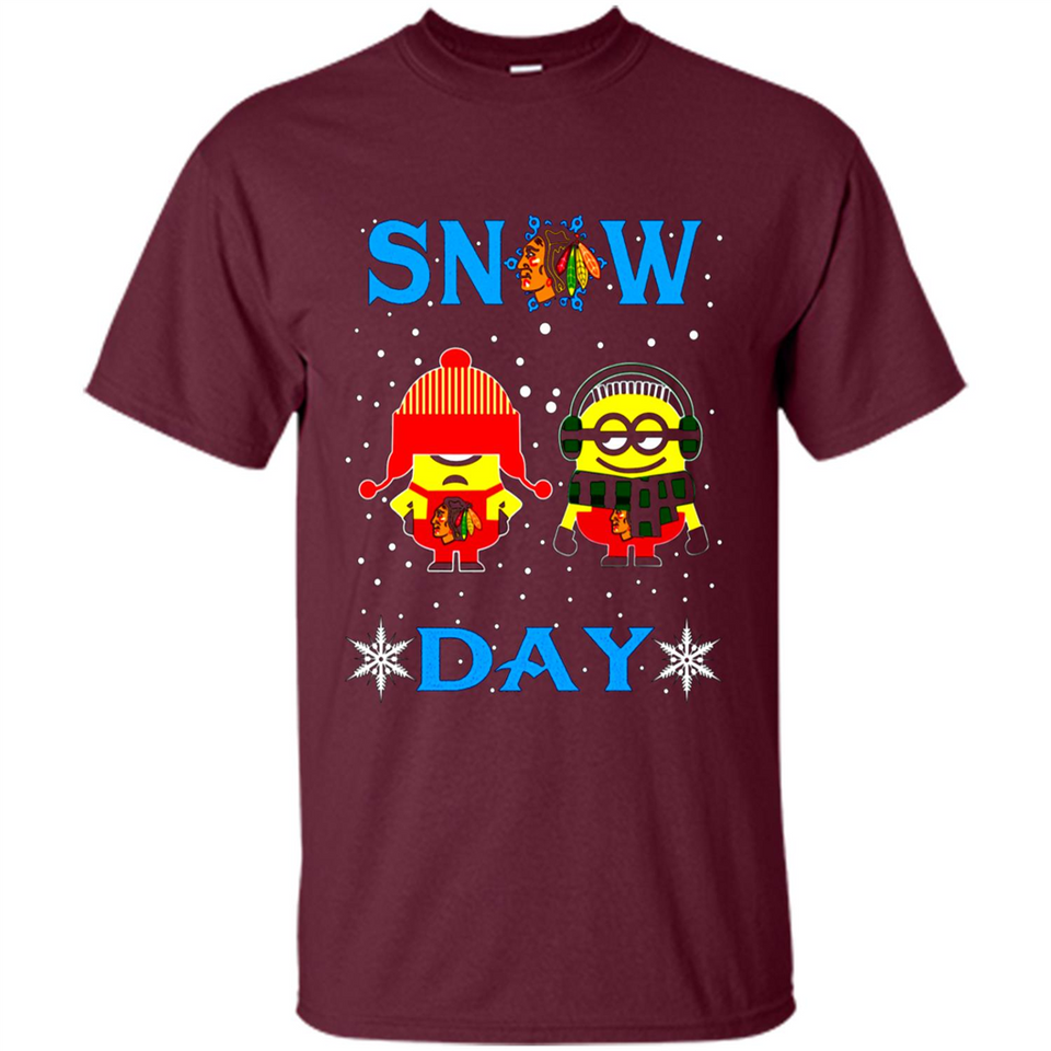 Snow Day Shirt For Chicago Blackhawks Vs Minion Fans pingpong