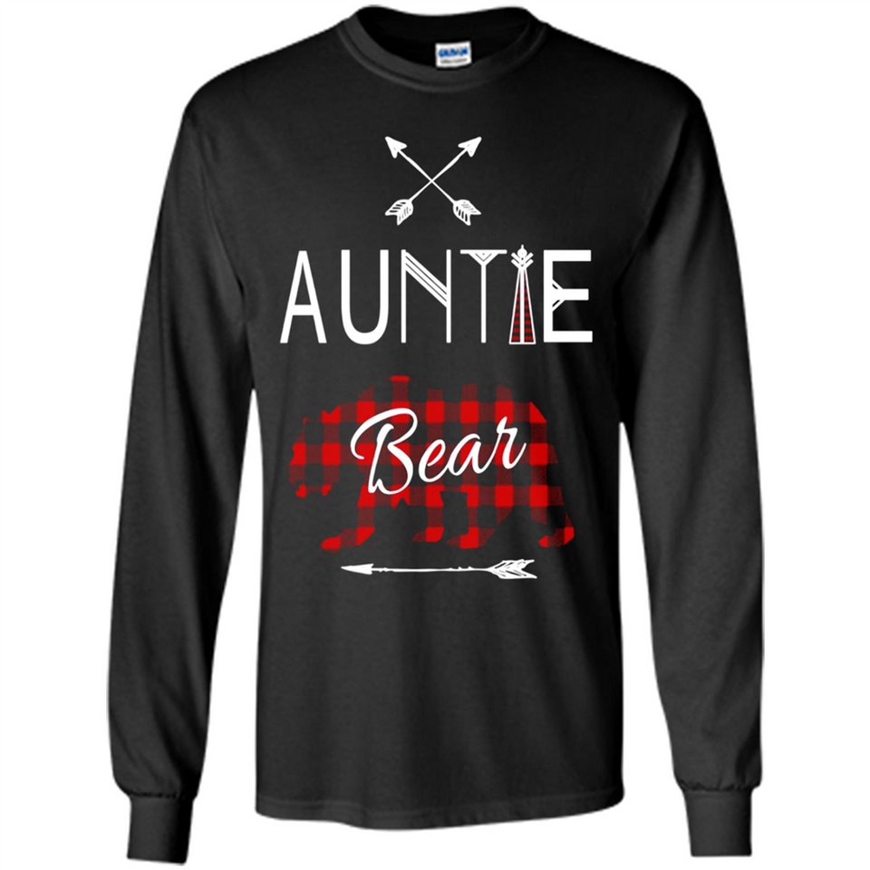 Aunt Shirt Buffalo Plaid Family Camp Bear Tee - Long Sleeve T-Shirt