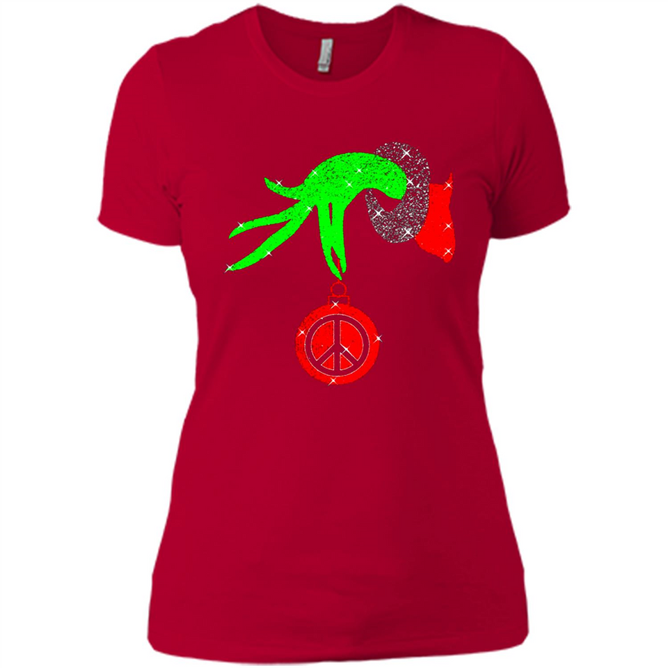 Christmas The Grinch Hand Holding Hippie Ornament - Ladies' Boyfriend T-Shirt