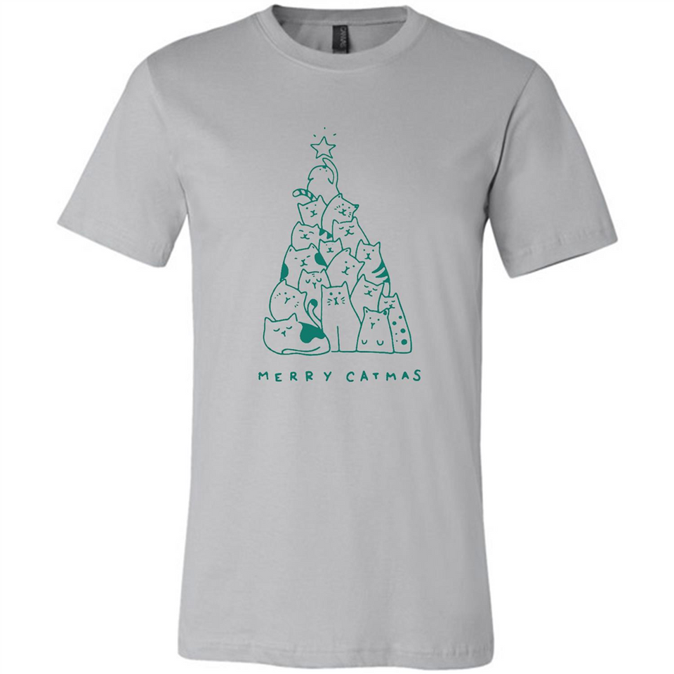 Merry Catmas Funny Cat Christmas Tree Sweatshirt - Canvas Unisex T-Shirt