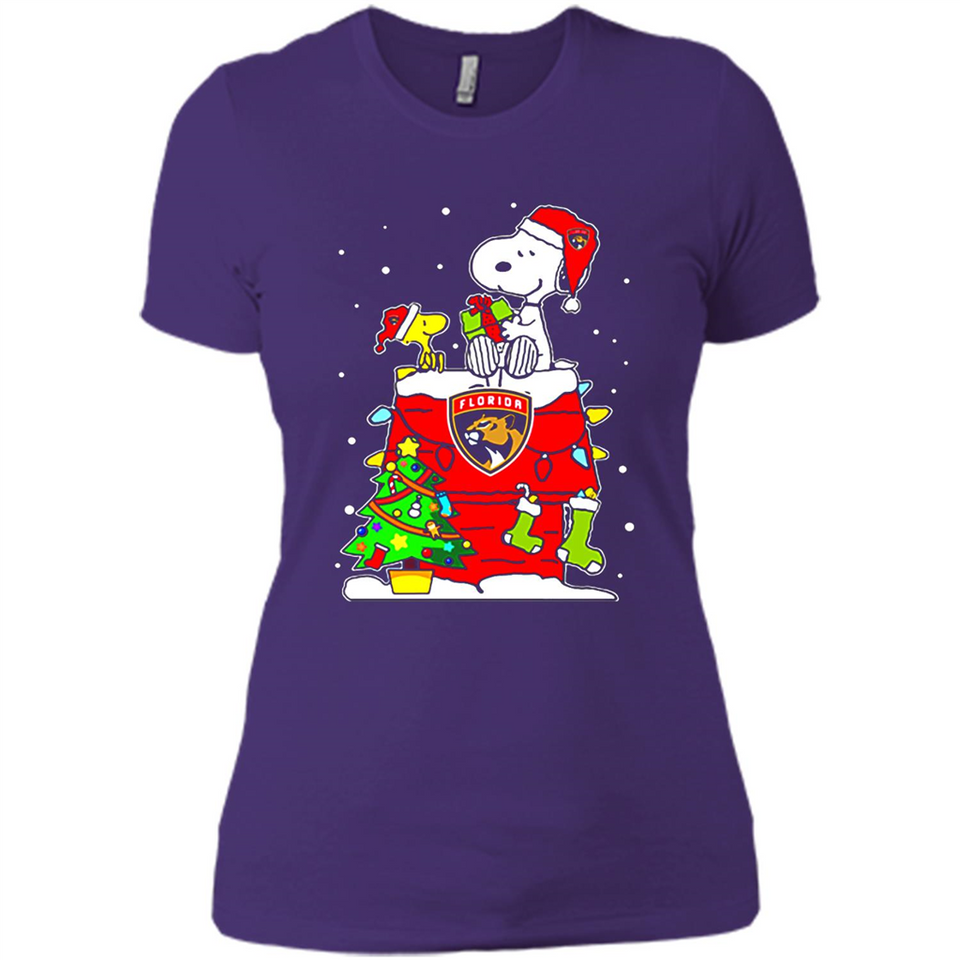 Florida Panthers Snoopy Ugly Christmas Sweaters - Ladies' Boyfriend T-Shirt