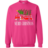 Firetruck Santa Sleigh Merry Christmas Firefighter - Sweatshirt