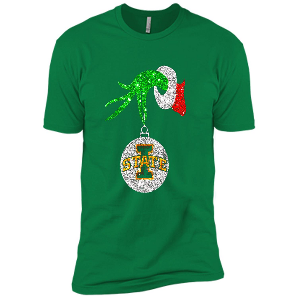 Amazing Iowa State Cyclones Glitter Grinch Monogram Ornament Christmas Gift - Premium Short Sleeve T-Shirt