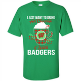 I Just Want To Drink Hot Chocolate & Watch Wisconsin Badgers Ugly Christmas Sweater PINGPONG