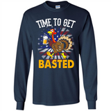 Time To Get Basted Funny Turkey Beer Thanksgiving - Long Sleeve T-Shirt