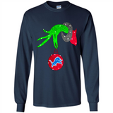 GRINCH HAND HOLDING DETROIT LIONS GLITTER CHRISTMAS PINGPONG