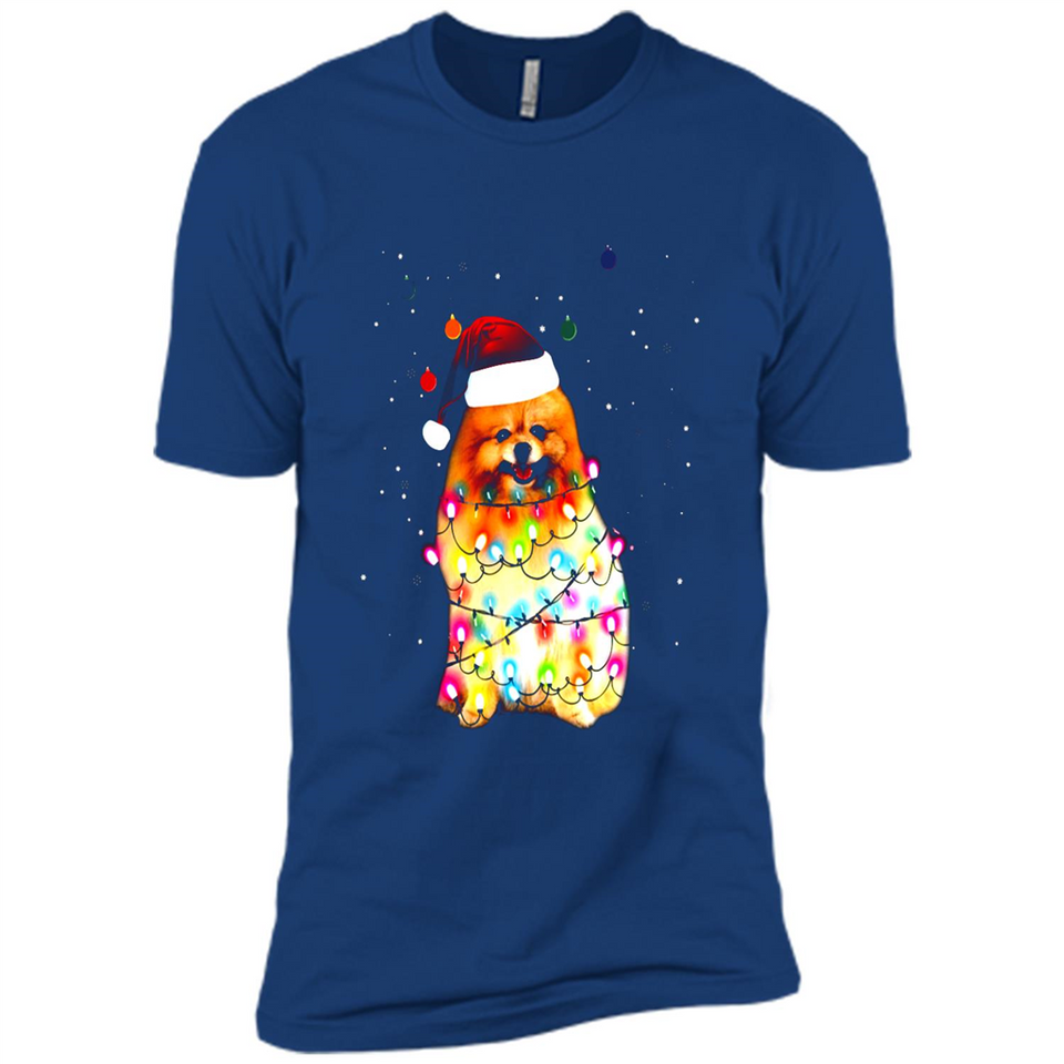 Pomeranian Santa Lights Christmas Dog Xmas Sweatshirt - Premium Short Sleeve T-Shirt