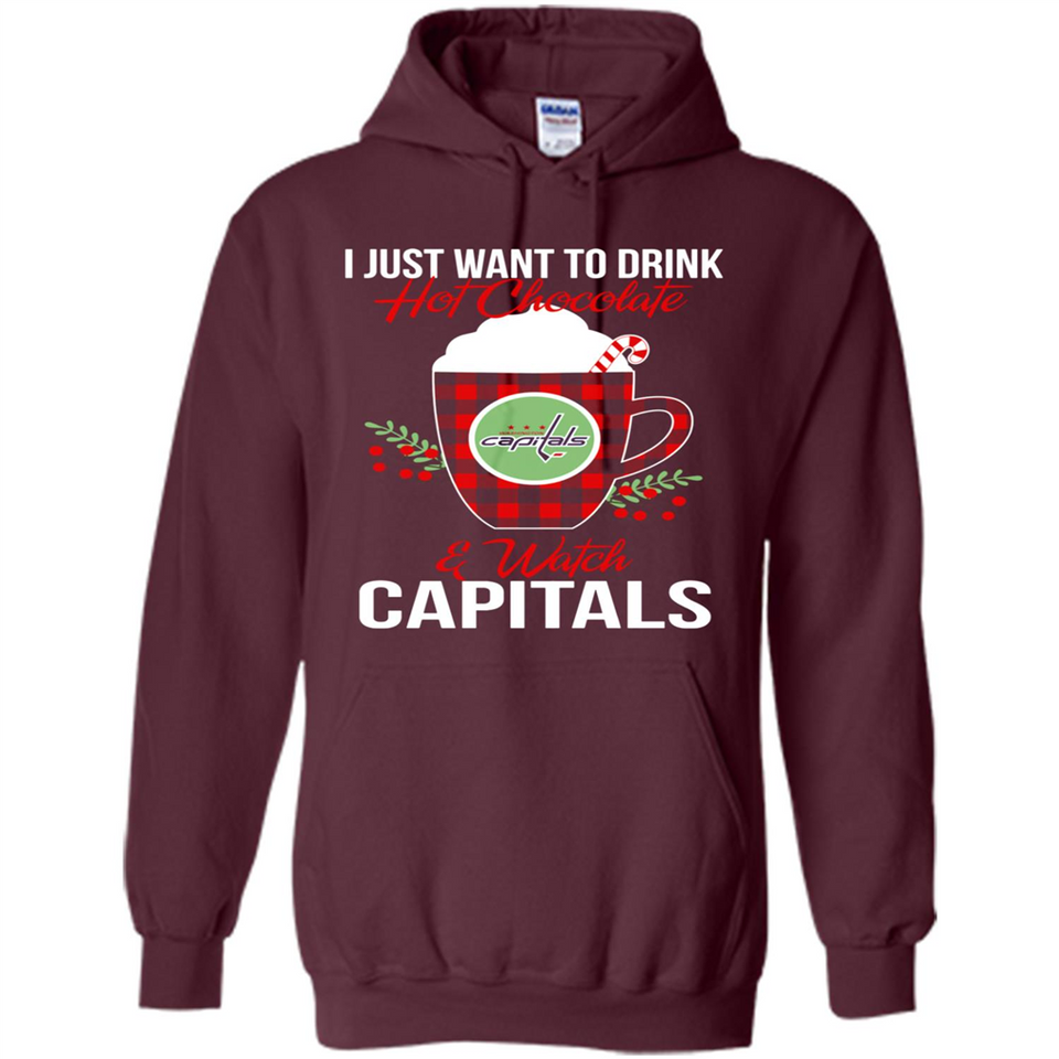 I Just Want To Drink Hot Chocolate & Watch Washington Capitals Ugly Christmas Sweater PINGPONG