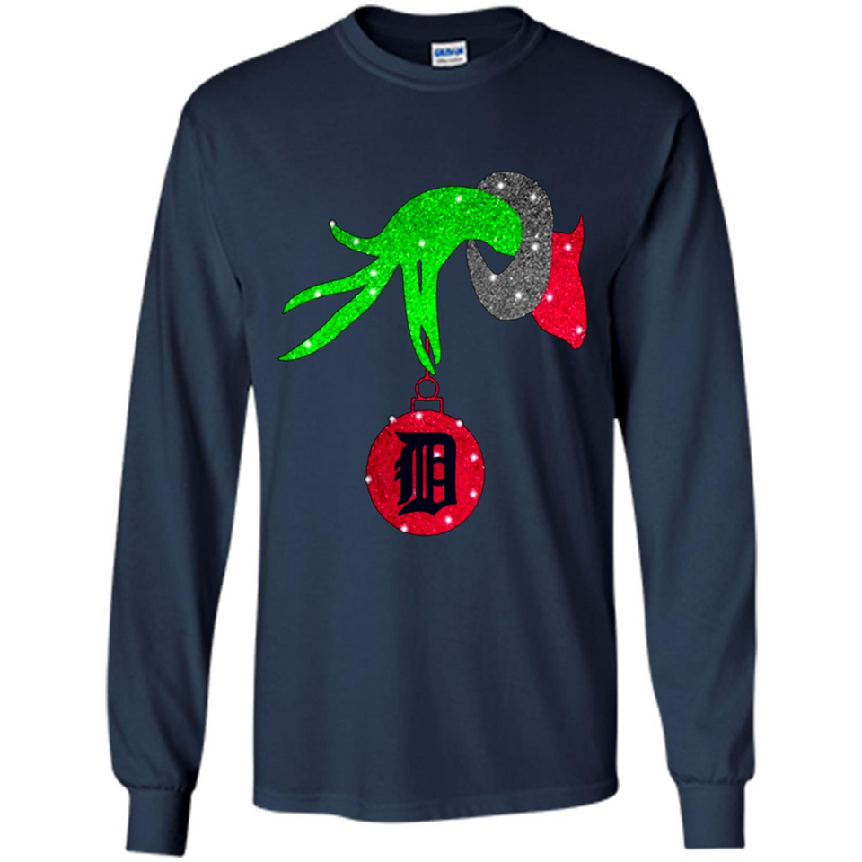 GRINCH HAND HOLDING DETROIT TIGERS GLITTER CHRISTMAS PINGPONG
