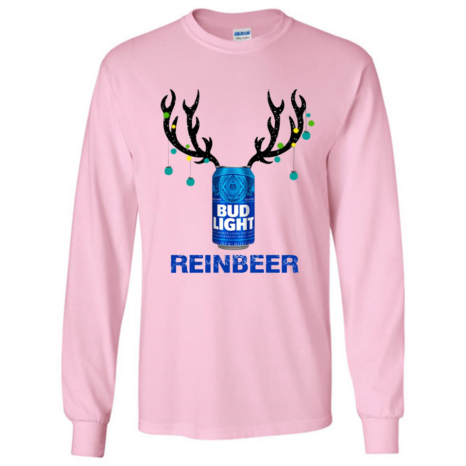 Bud Light Reinbeer Funny Beer Reindeer Christmas Sweatshirt - Long Sleeve T-Shirt