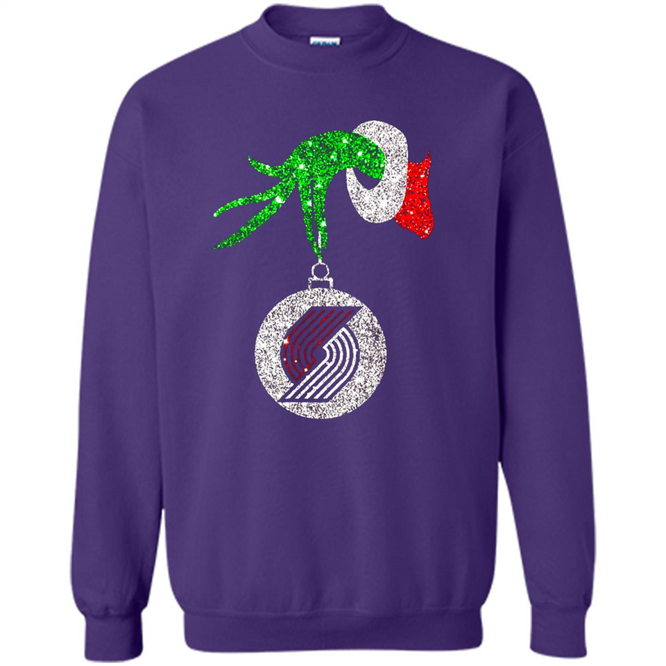 Amazing shirt Portland Trail Blazers Glitter Grinch Monogram Ornament Christmas - Sweatshirt