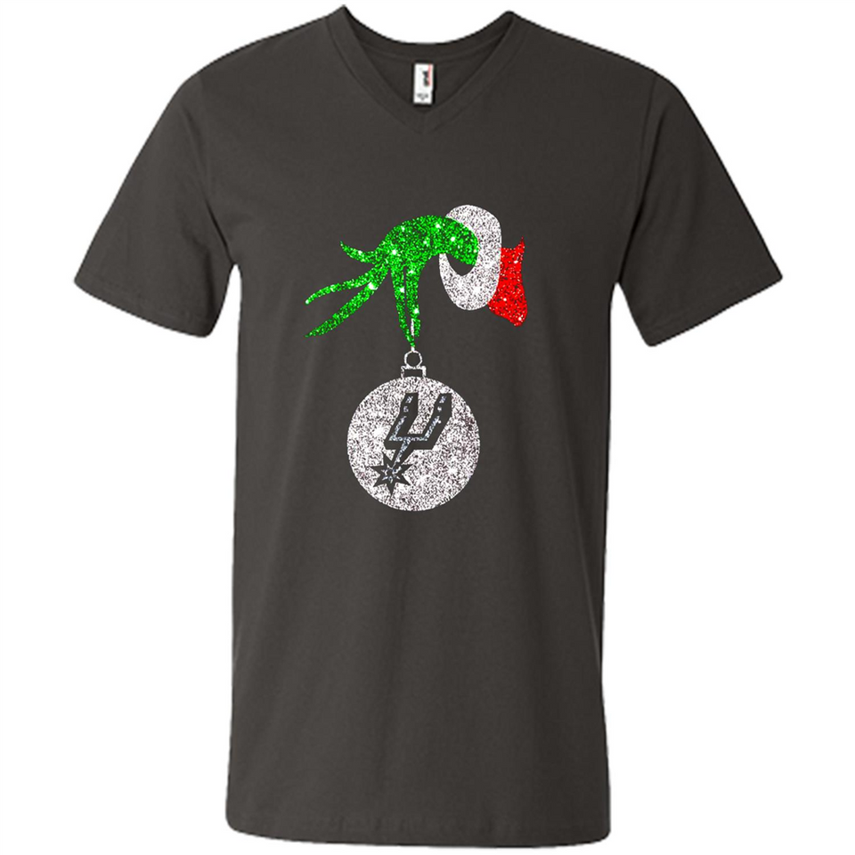 Amazing shirt San Antonio Spurs Glitter Grinch Monogram Ornament Christmas Gift - Men's V-Neck