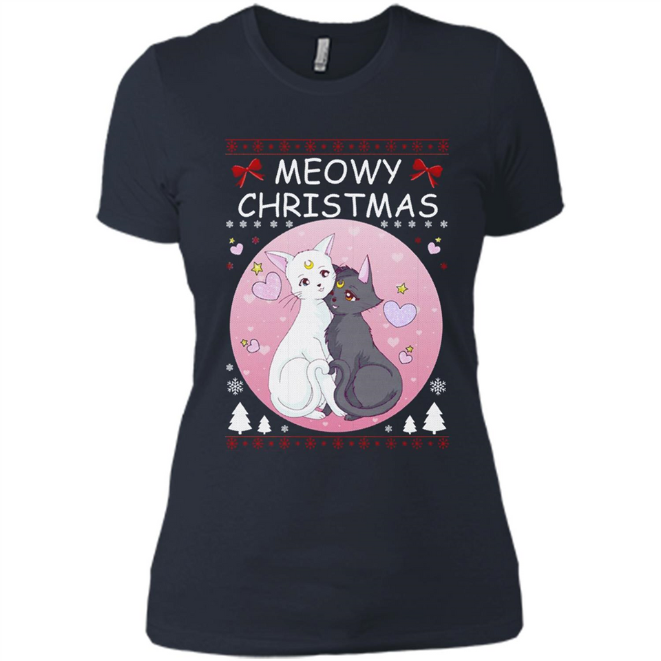 Sailor Moon Yin Yang Cat Love Ugly Christmas Sweater - Ladies' Boyfriend T-Shirt
