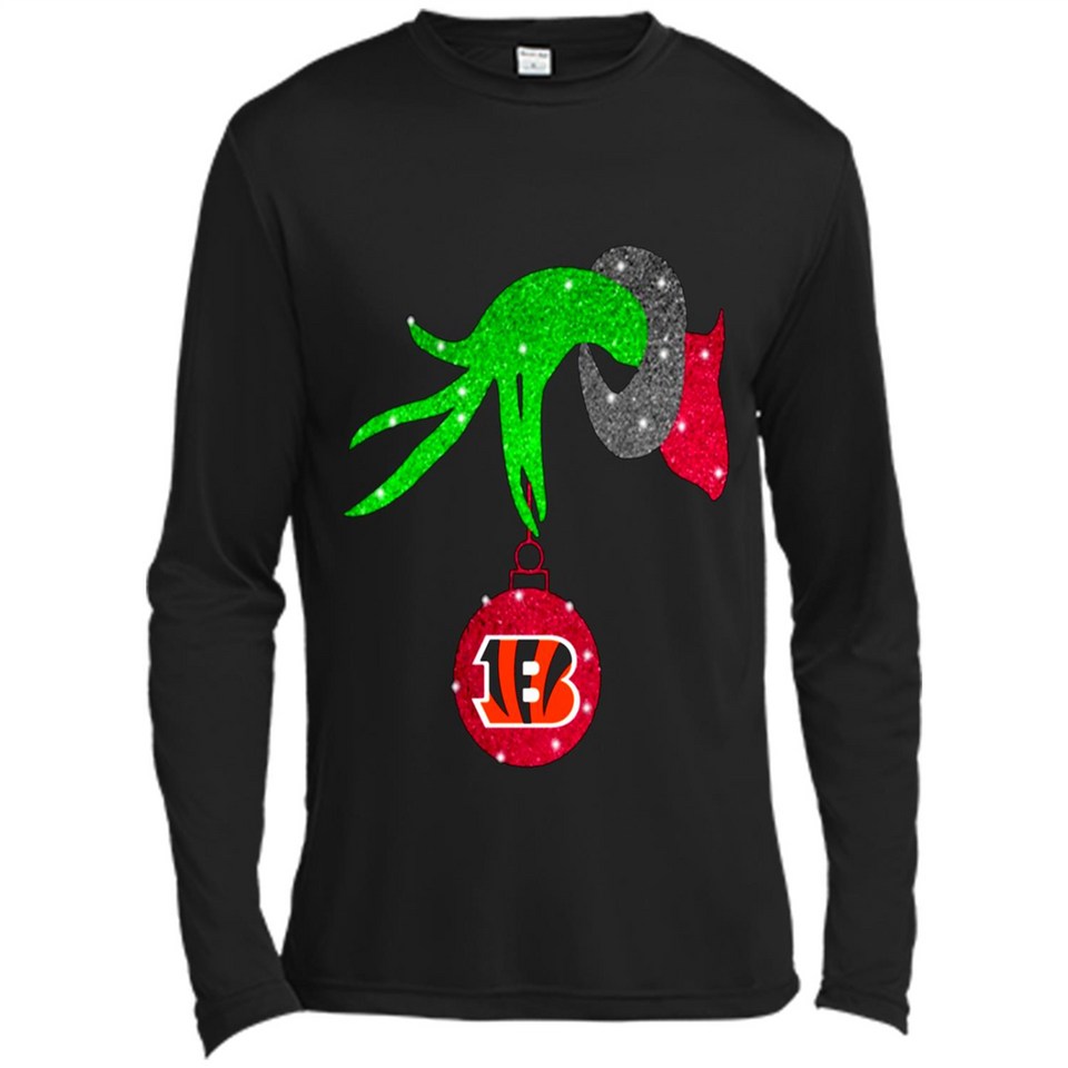 GRINCH HAND HOLDING CINCINNATI BENGALS GLITTER CHRISTMAS PINGPONG