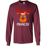 Prancer Reindeer Santa Claus Funny Xmas Holiday T-Shirt - Long Sleeve T-Shirt