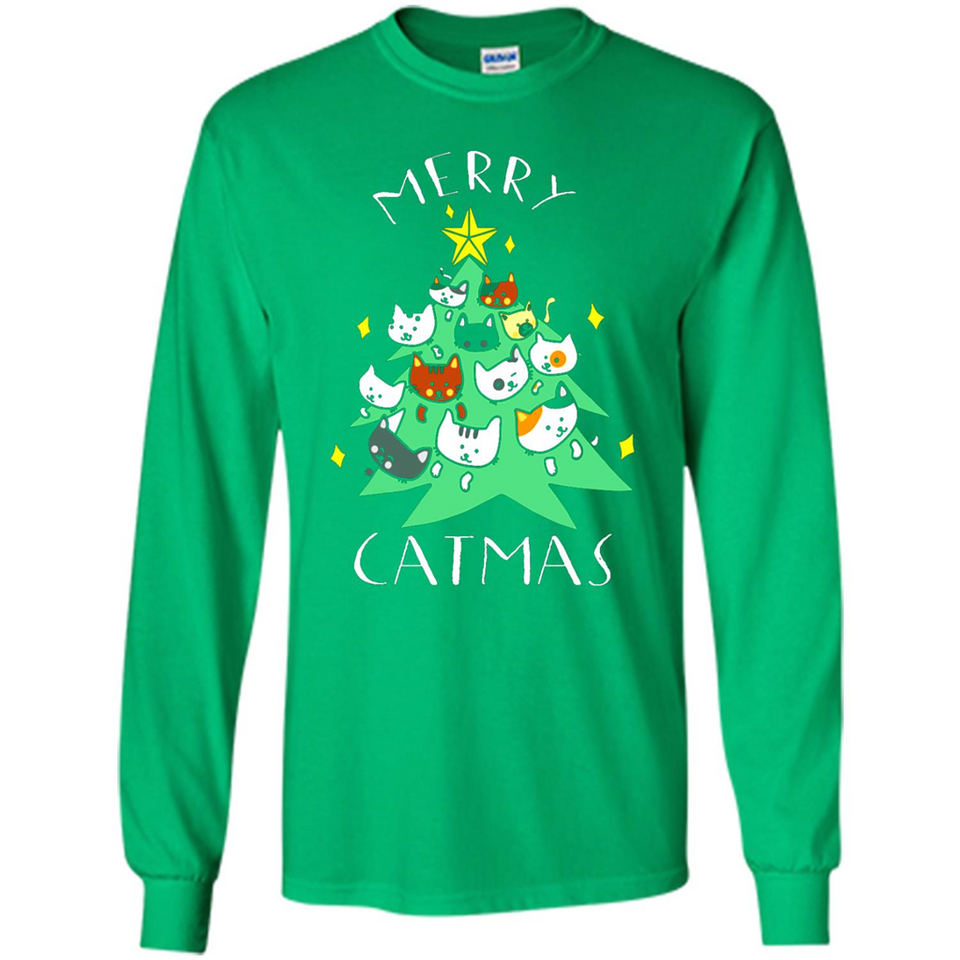 Merry Catmas Funny Cool Christmas Mug PINGPONG - Long Sleeve T-Shirt
