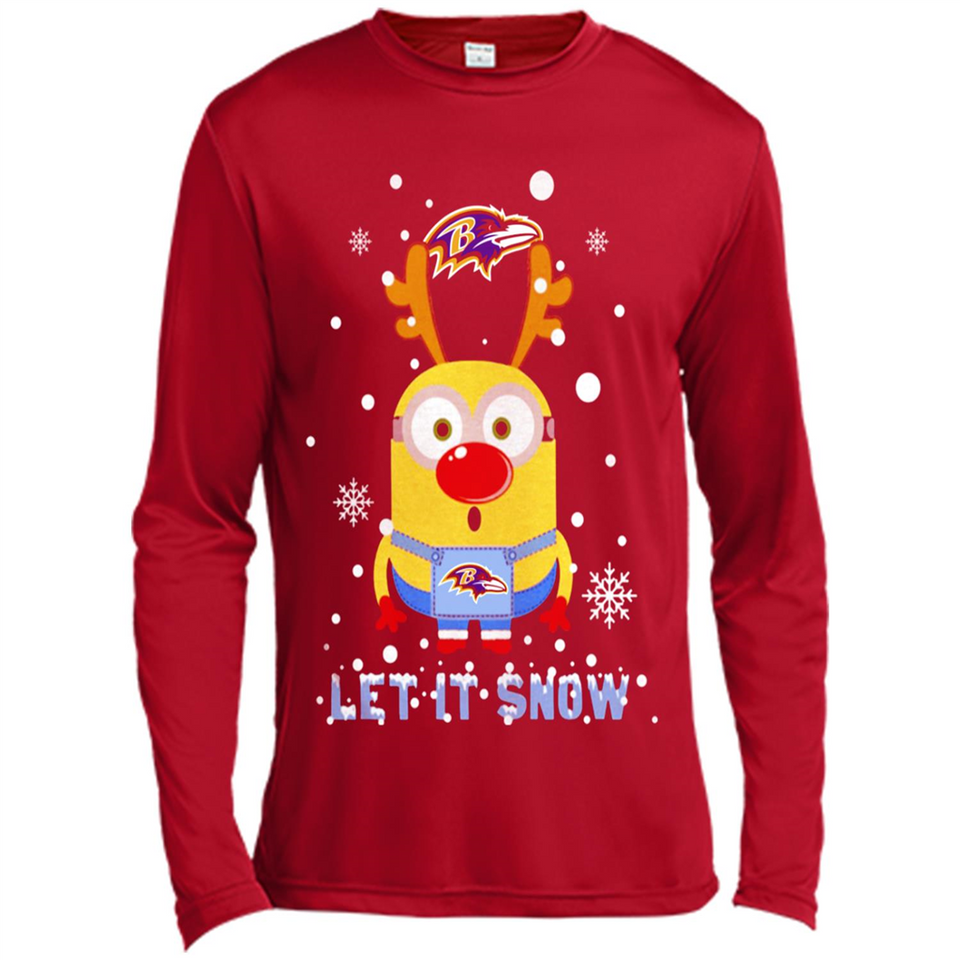 Minion Baltimore Ravens Ugly Christmas Sweater Let it Snow - Canvas Long Sleeve T-Shirt