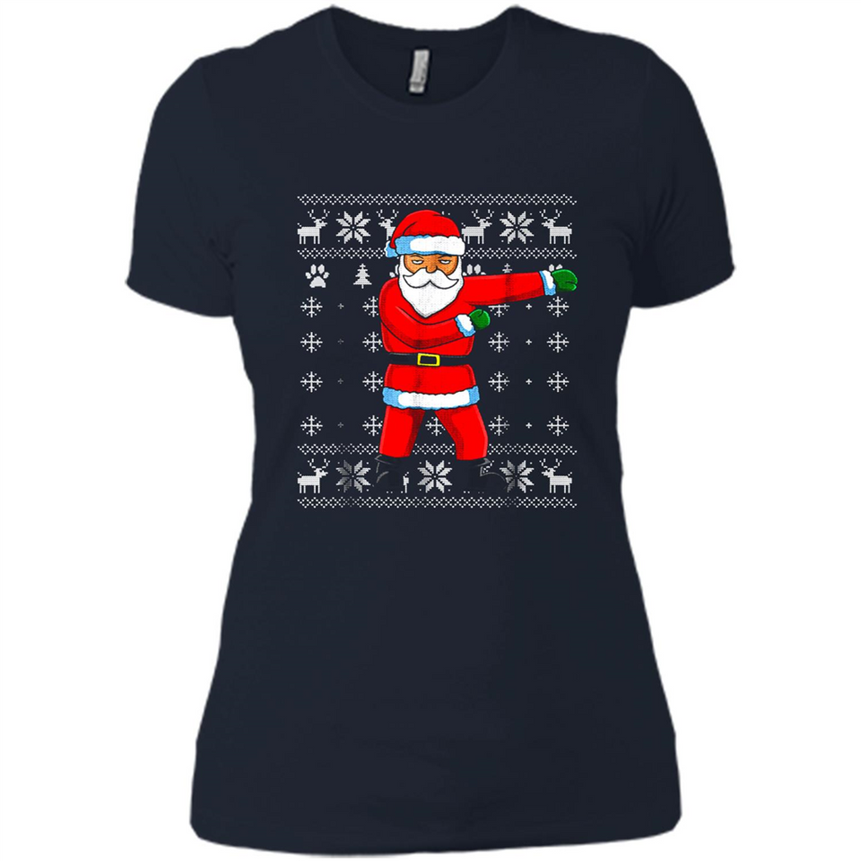 Flossing Santa Christmas Ugly Sweater Style Pajama Xmas Gift - Ladies' Boyfriend T-Shirt
