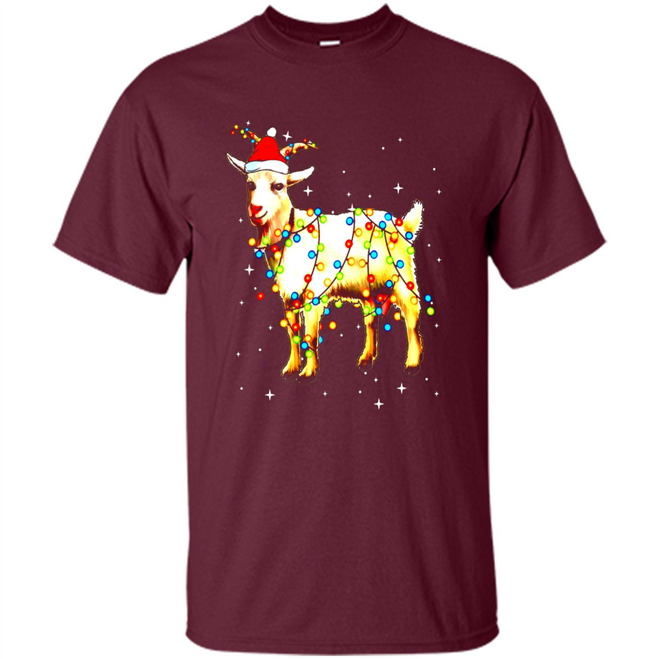 Christmas Lights Goat Wearing Santa Hat T-Shirt - Shirt