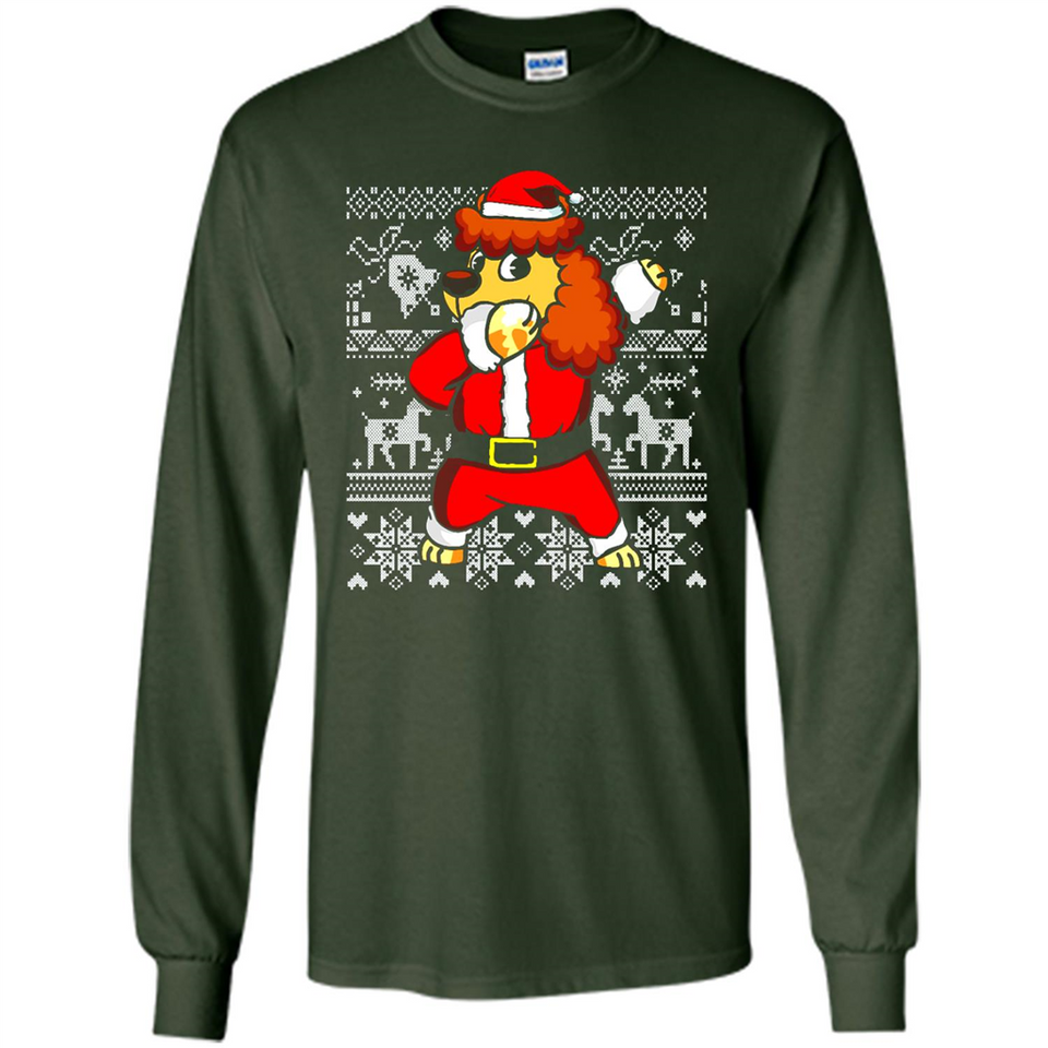 Dabbing Poodle Santa Christmas Holiday Sweatshirt - Long Sleeve T-Shirt