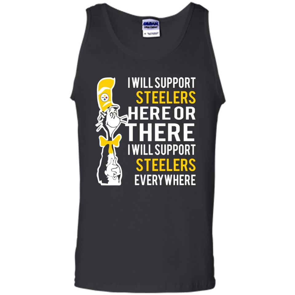 Shirt For Dr Seuss Cat And Pittsburgh Steelers Fans - Tank Top