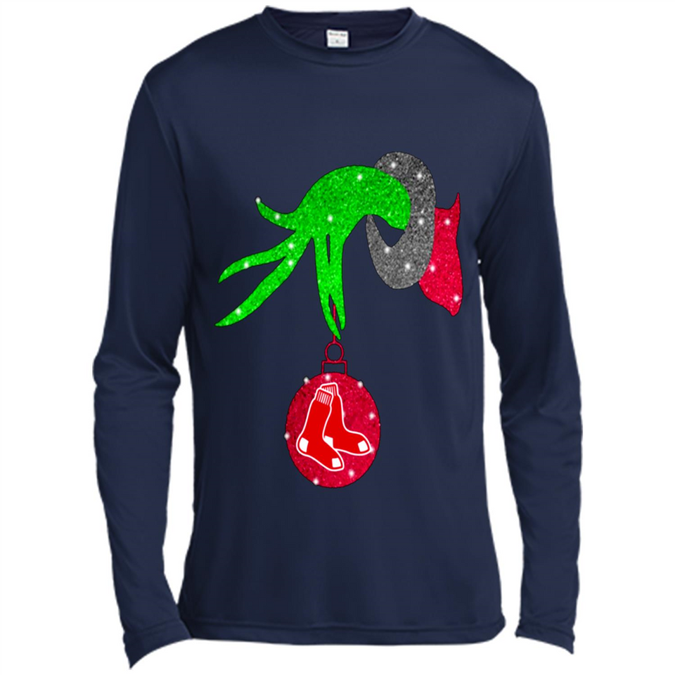GRINCH HAND HOLDING BOSTON RED SOX GLITTER CHRISTMAS PINGPONG