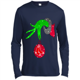 GRINCH HAND HOLDING BOSTON RED SOX GLITTER CHRISTMAS PINGPONG