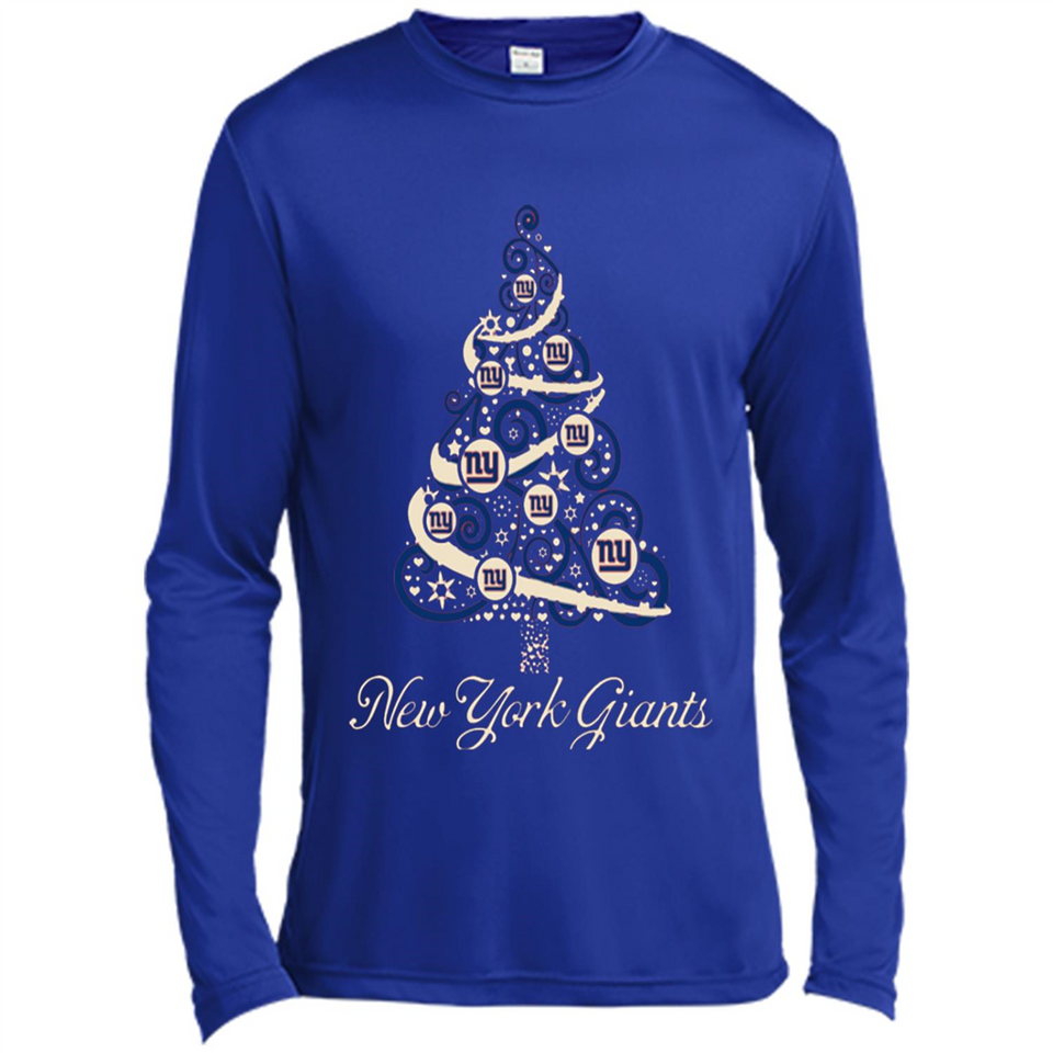 New York Giants NFL Football Team Logo Christmas Tree T-Shirt - Canvas Long Sleeve T-Shirt
