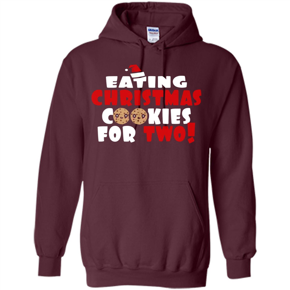 Womens Funny Eating Christmas Cookies For Two Pregnancy - Hoodie