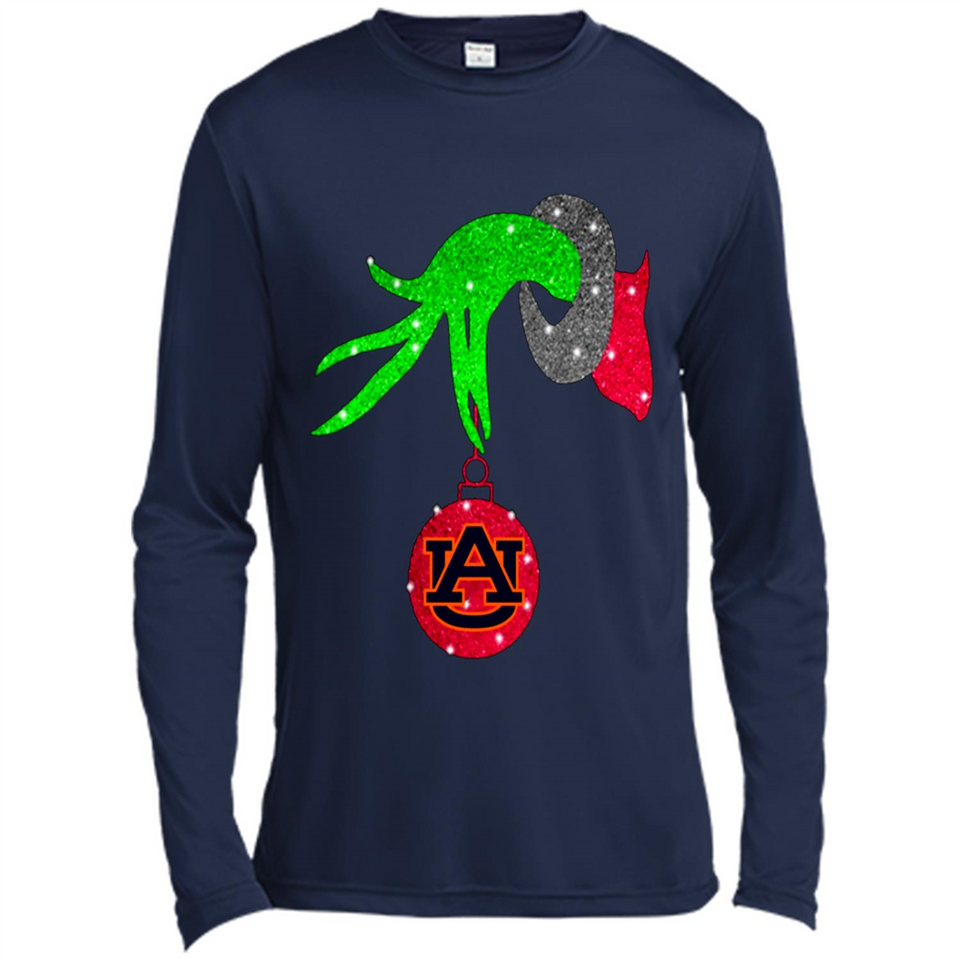 GRINCH HAND HOLDING AUBURN TIGERS GLITTER CHRISTMAS PINGPONG
