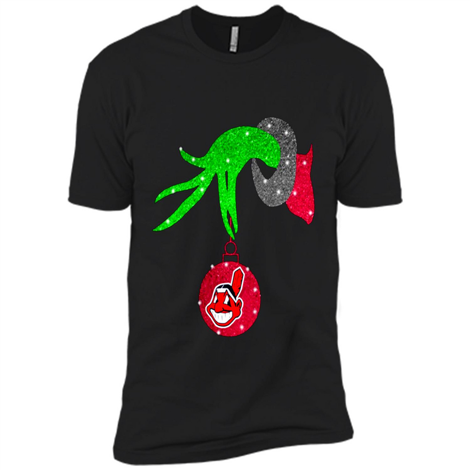 GRINCH HAND HOLDING CLEVELAND INDIANS GLITTER CHRISTMAS PINGPONG