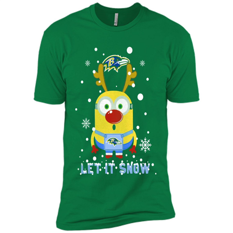 Minion Baltimore Ravens Ugly Christmas Sweater Let it Snow - Premium Short Sleeve T-Shirt