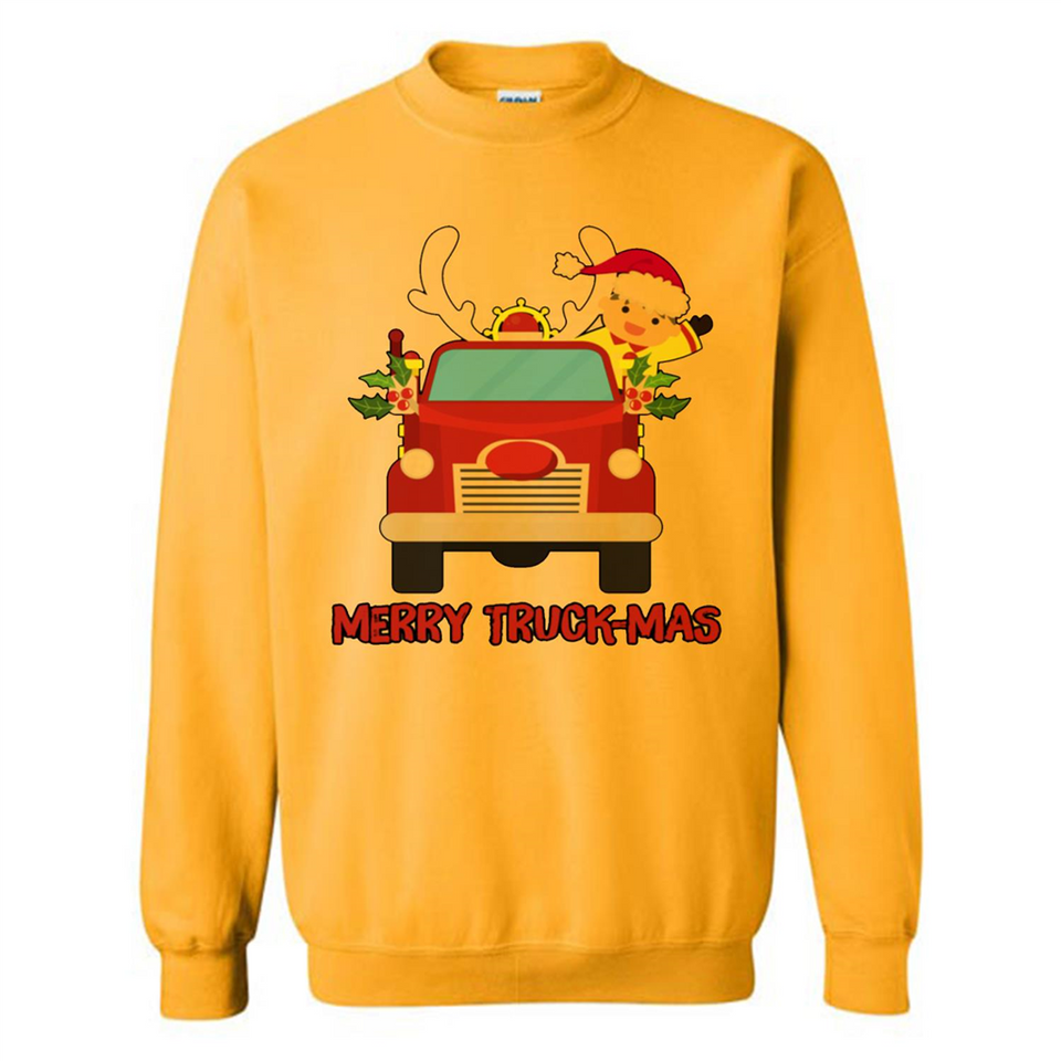 Merry Truck-Mas Christmas Fire Truck Cute Reindeer Sporty - Sweatshirt