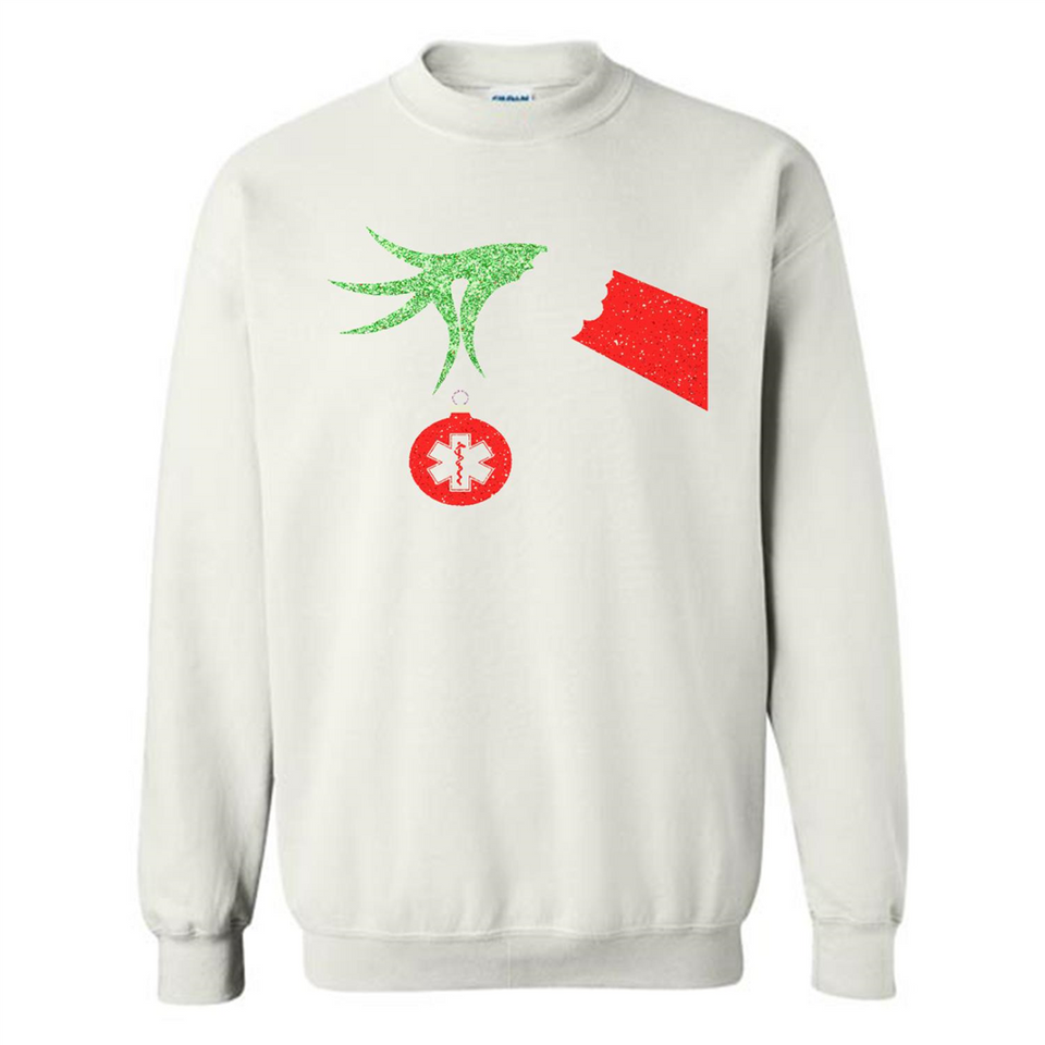 Funny Grinch Hand holding Doctor ornament Christmas Sporty T-Shirt - Sweatshirt