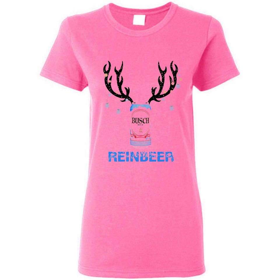 Busch Reinbeer Funny Beer Reindeer Christmas Sweatshirt - Ladies Short-Sleeve
