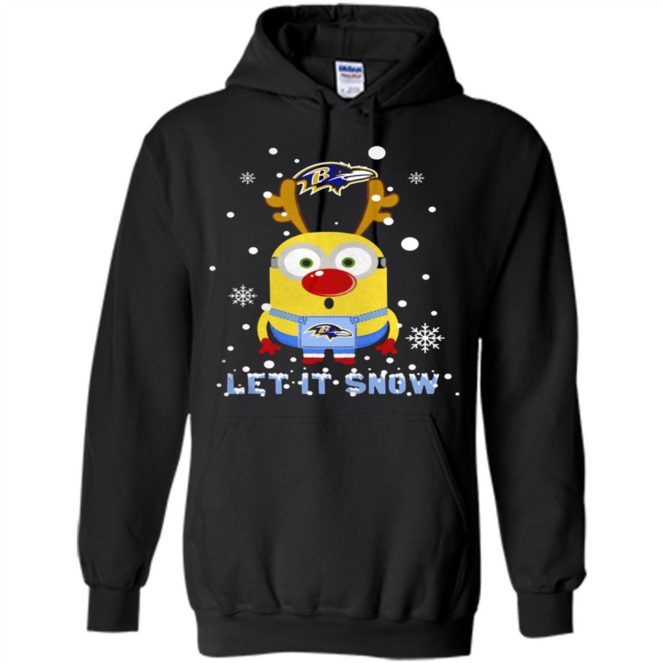 Minion Baltimore Ravens Ugly Christmas Sweater Let it Snow - Hoodie