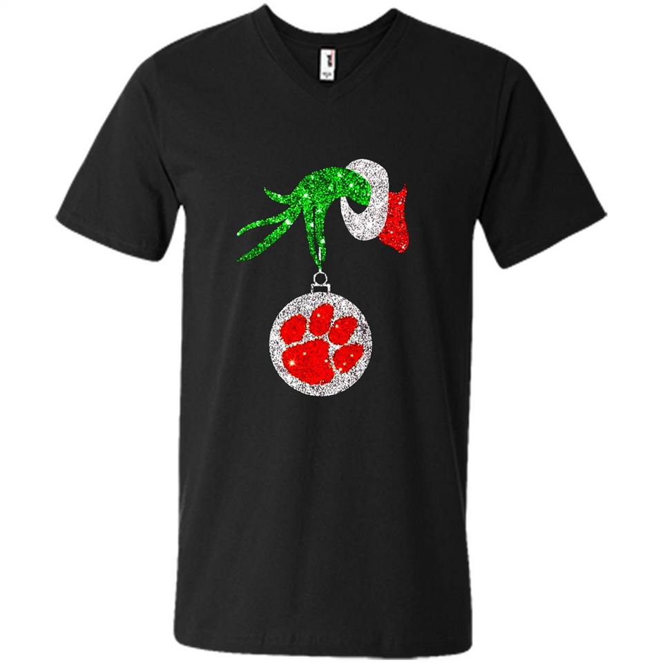 Amazing tee Clemson Tigers Glitter Grinch Monogram Ornament Christmas Gift - Sao chép - Men's V-Neck