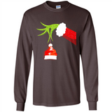 Funny Grinch Hand Holding Santa Hat Ornament Christmas PING PONG