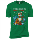 Christmas Ugly Sweater Cat With Christmas Meowy Chritstmas - Premium Short Sleeve T-Shirt