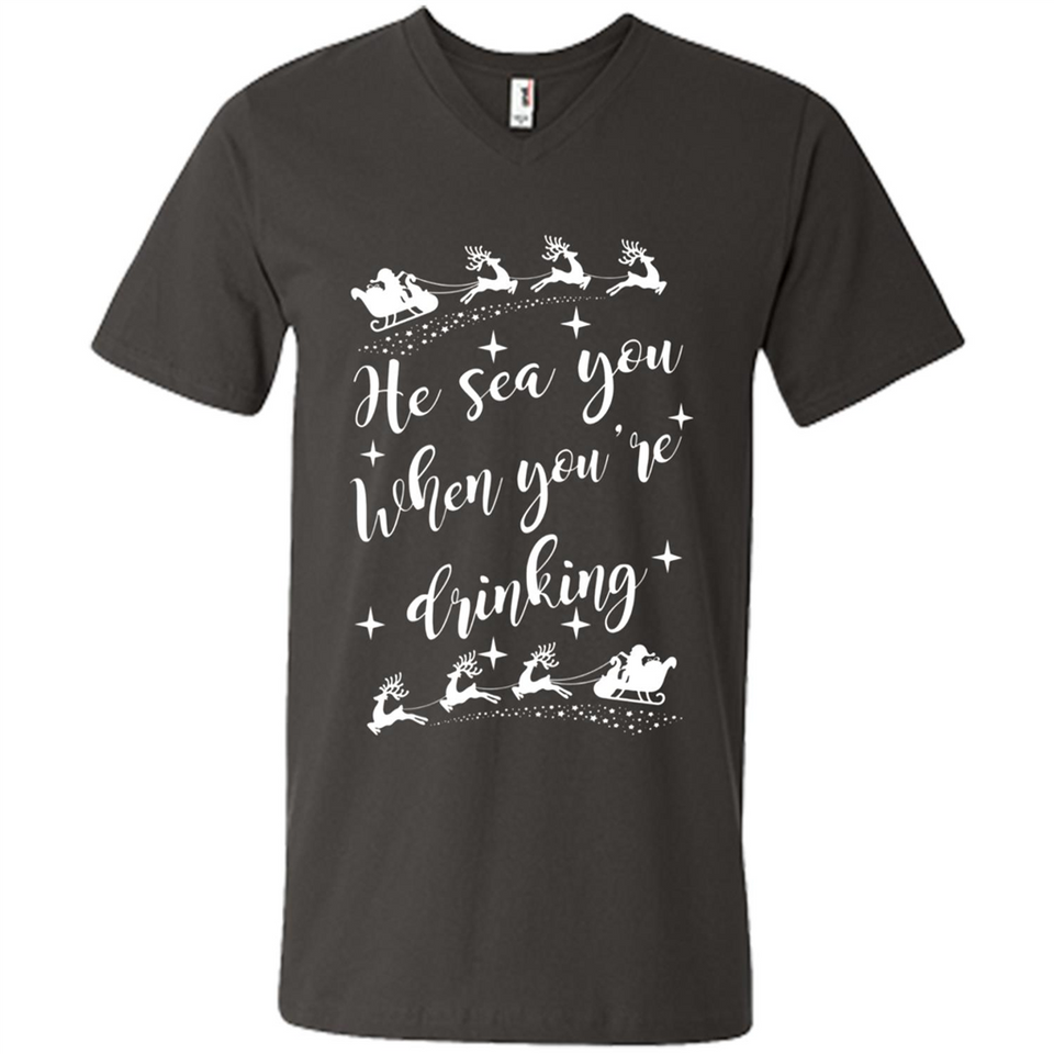 He Sees You When You're Drinking - Men's V-Neck