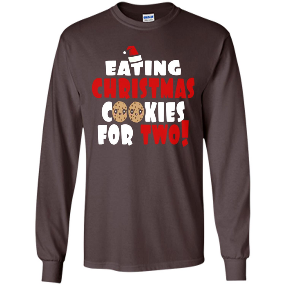 Womens Funny Eating Christmas Cookies For Two Pregnancy - Long Sleeve T-Shirt