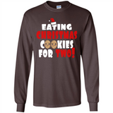 Womens Funny Eating Christmas Cookies For Two Pregnancy - Long Sleeve T-Shirt