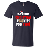 Womens Funny Eating Christmas Cookies For Two Pregnancy - Men's V-Neck
