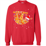 Christmas Lights Sloth Wearing Santa Hat Funny Xmas - Sweatshirt