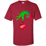 GRINCH HAND HOLDING DETROIT RED WINGS GLITTER CHRISTMAS PINGPONG