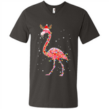 Christmas Lights Flamingo Wearing Santa Hat Funny Xmas - Men's V-Neck
