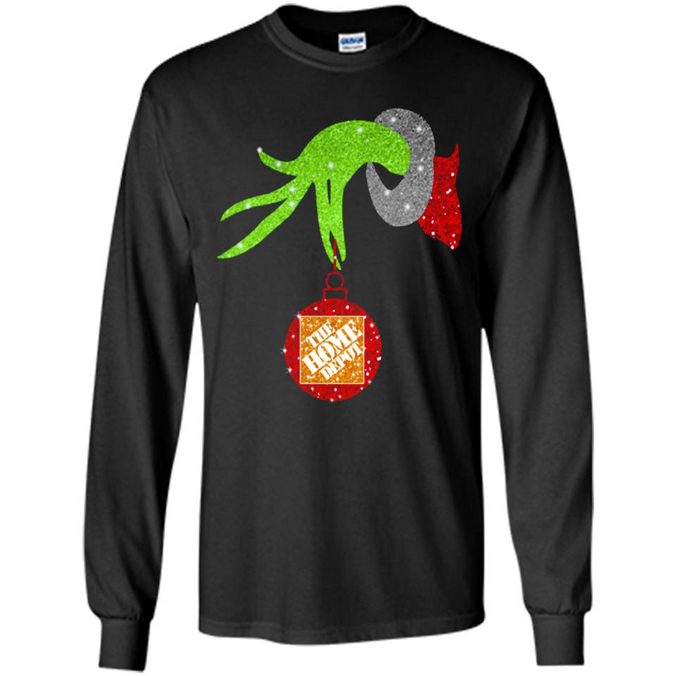Grinch hand holding Logo HomeDepot Glitter Christmas - Long Sleeve T-Shirt